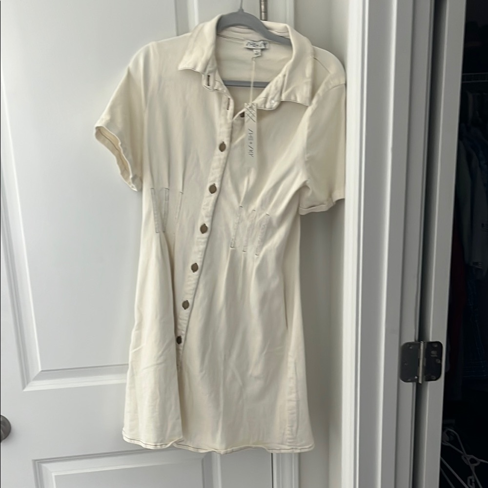 Women’s size large cream color Button-Up Dress